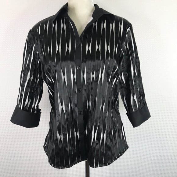 Samuel Dong Jacket Sz Large Black White Textured - Picture 7 of 9